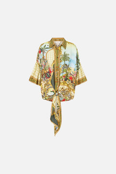 TIE FRONT SHIRT WITH SLEEVE FRILL