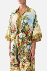 TIE FRONT SHIRT WITH SLEEVE FRILL