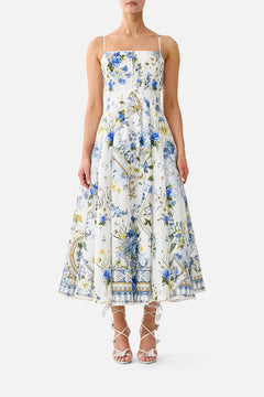 CORSET DRESS WITH LONG FLARED SKIRT
