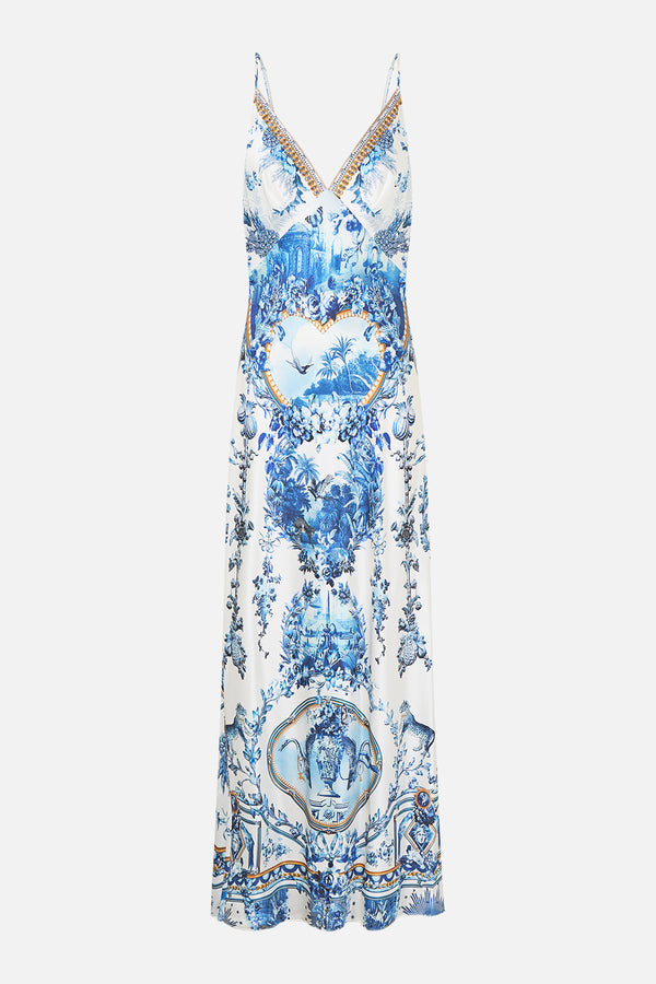 V NECK FULL LENGTH BIAS SLIP DRESS