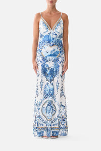 V NECK FULL LENGTH BIAS SLIP DRESS