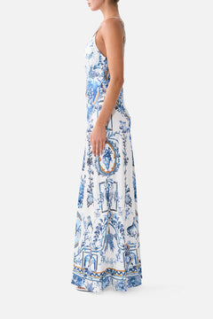 V NECK FULL LENGTH BIAS SLIP DRESS