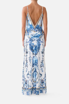 V NECK FULL LENGTH BIAS SLIP DRESS