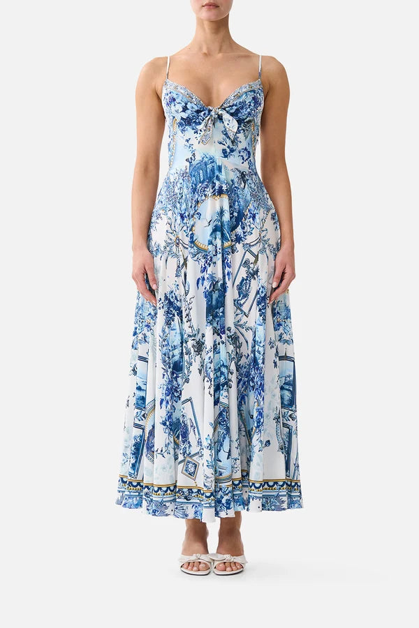 LONG DRESS WITH TIE FRONT