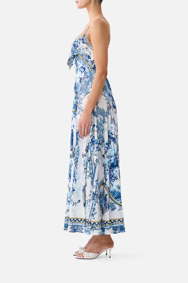 LONG DRESS WITH TIE FRONT