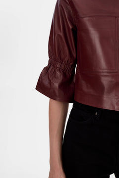 CAROLINA LEATHER RUFFLE SLEEVE JACKET