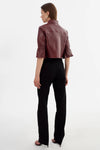 CAROLINA LEATHER RUFFLE SLEEVE JACKET