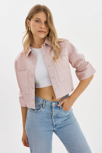CAROLINA LEATHER RUFFLE SLEEVE JACKET