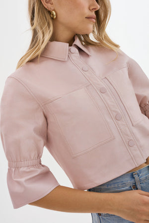 CAROLINA LEATHER RUFFLE SLEEVE JACKET