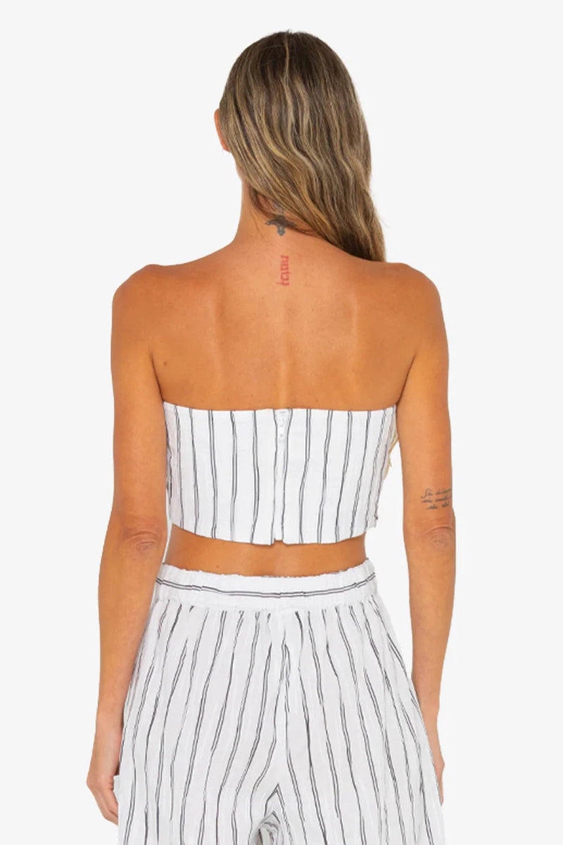 JUST BE QUEEN CLEMENTINE TOP IN BLACK/WHITE STRIPE