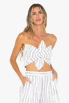 JUST BE QUEEN CLEMENTINE TOP IN BLACK/WHITE STRIPE