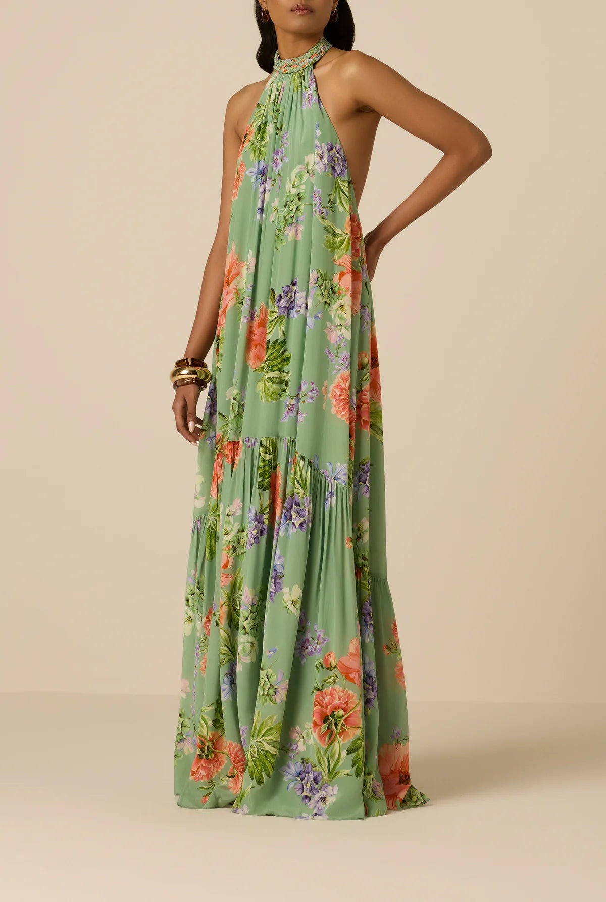 mumu halter dress Jasmine Halter Maxi Dress ~ Black Luxe Satin S main image 0