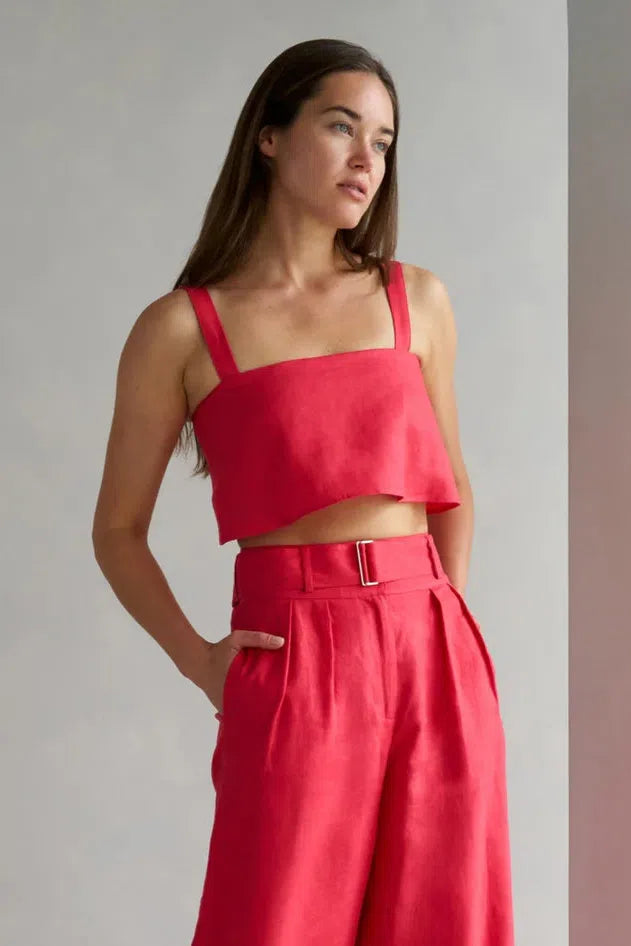 HEVRON CAITLYN CROP IN BRIGHT RED