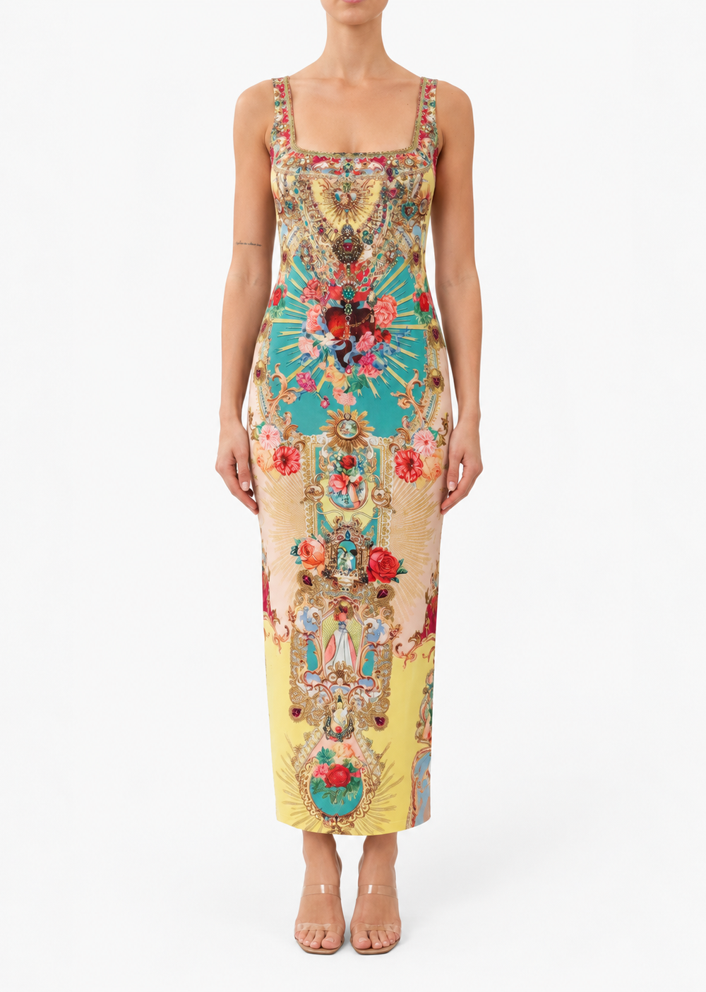 SQUARE NECK BEACH MAXI DRESS WITH LOW BACK