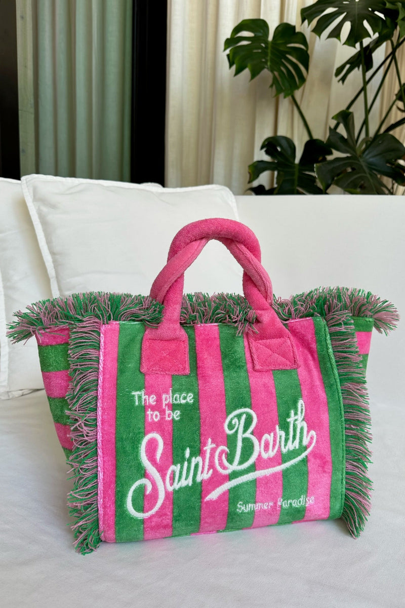 MC2 ST BARTH COLETTE SPONGE BAG IN PINK/GREEN VERTICAL