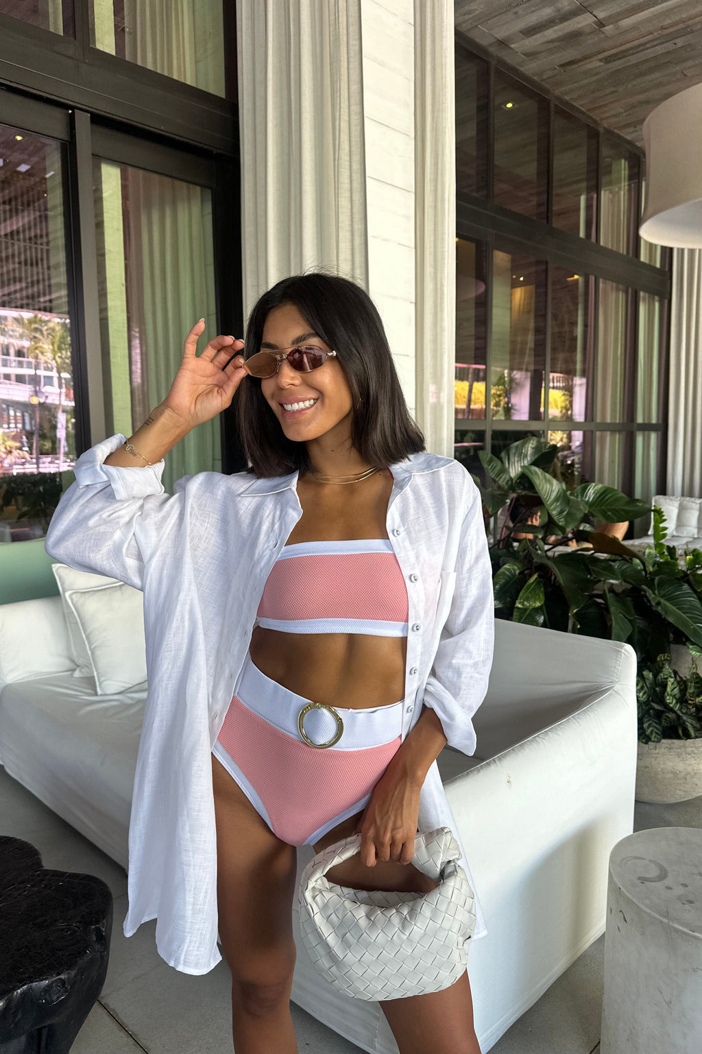ALEXANDRA MIRO WHITNEY BIKINI TOP IN PINK TEXTURE – Big Drop NYC