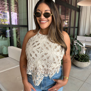 SIRI CROCHET HALTER TOP