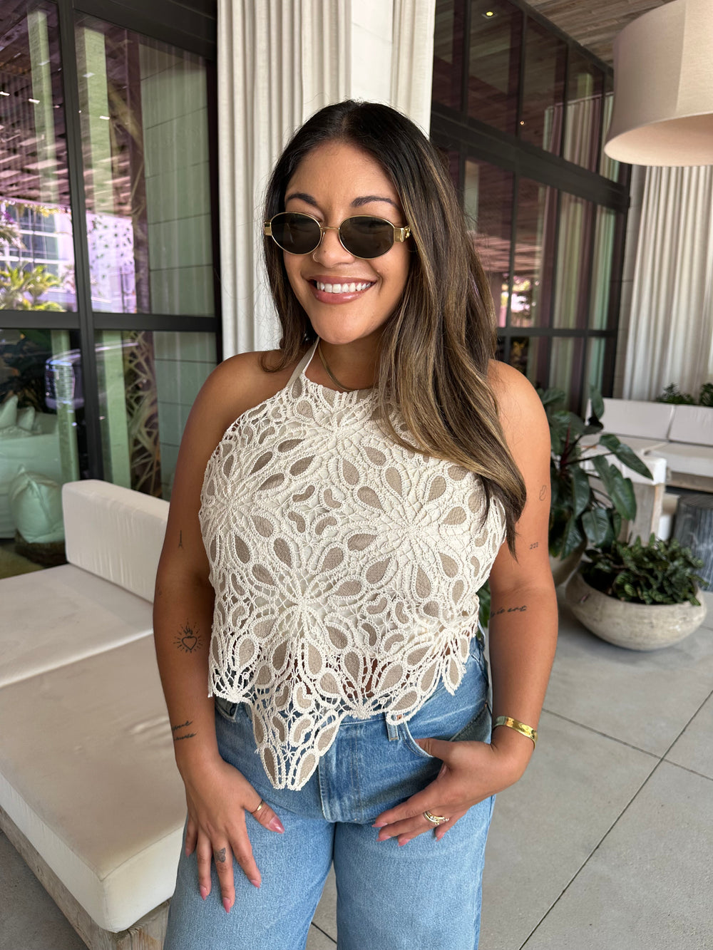 SIRI CROCHET HALTER TOP