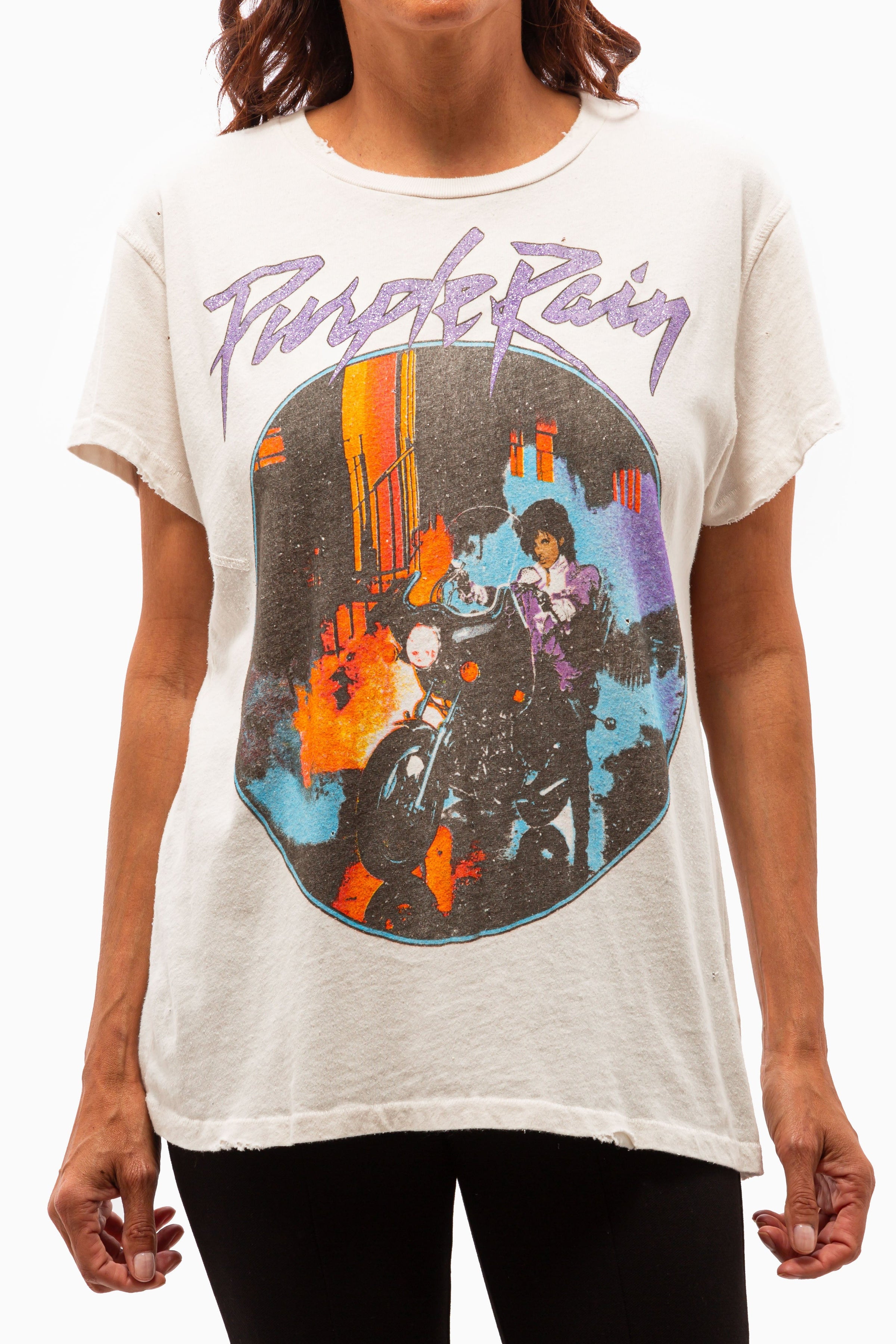 MADEWORN PURPLE RAIN CONCERT TEE IN VINTAGE WHITE