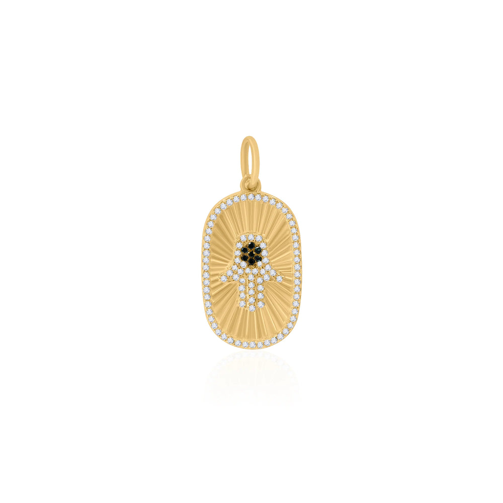 GOLD DIAMOND AND BLUE SAPPHIRE HAMSA PENDANT