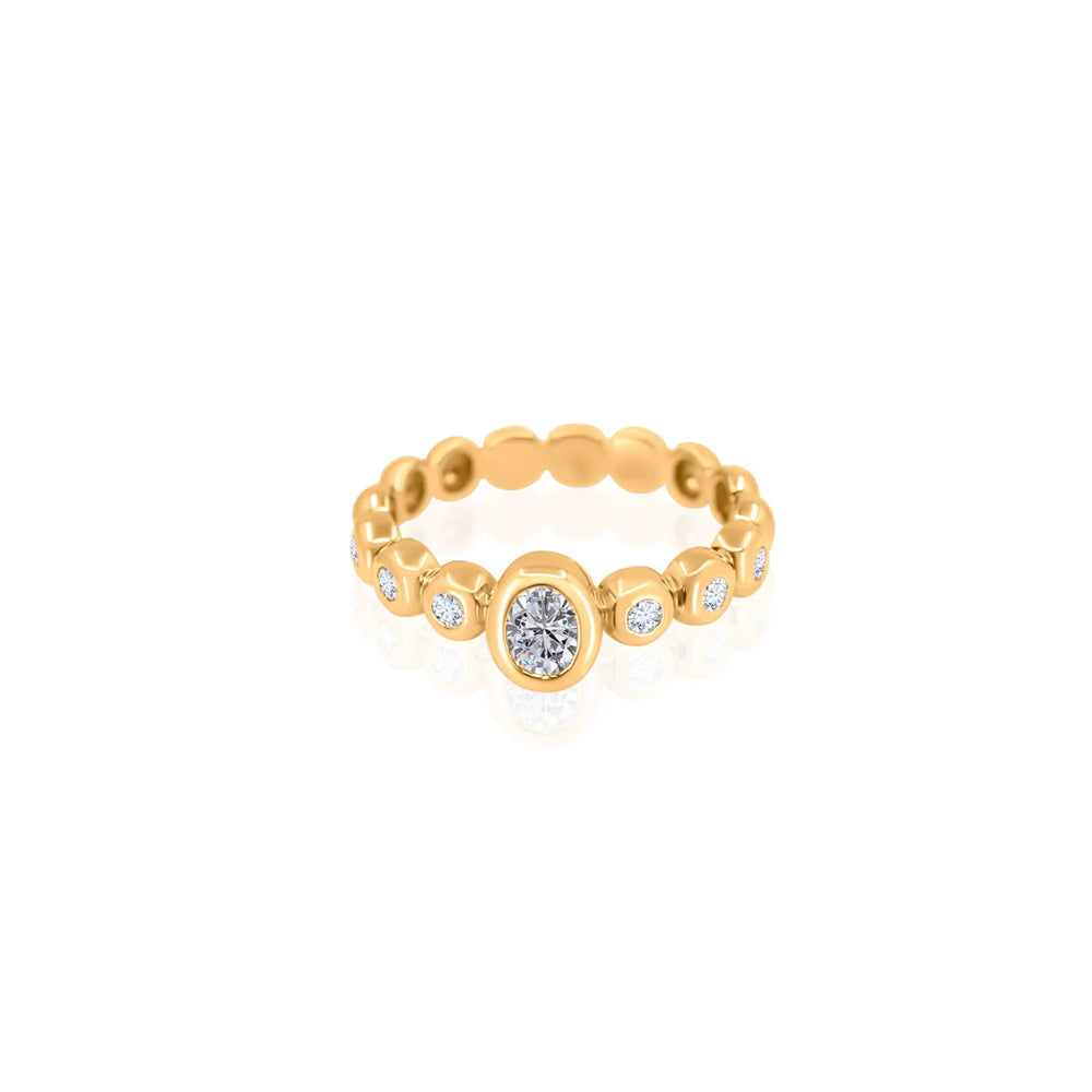 GOLD DIAMOND MULTI OVAL BEZEL RING