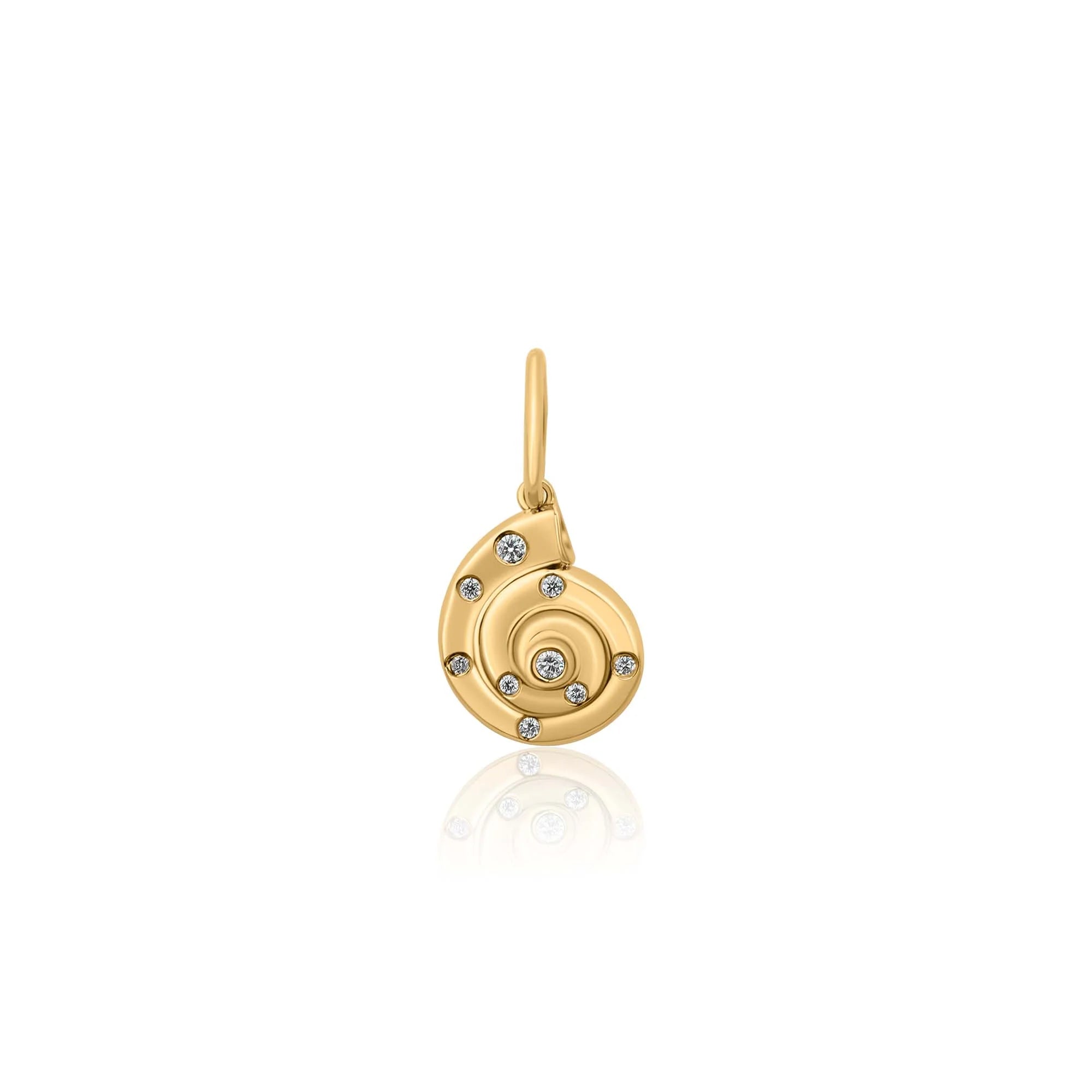 MONISHA MELWANI GOLD DIAMOND SWIRL SHELL PENDANT