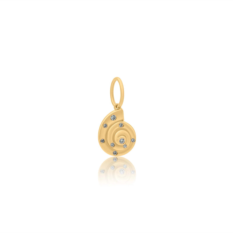 MONISHA MELWANI GOLD DIAMOND SWIRL SHELL PENDANT