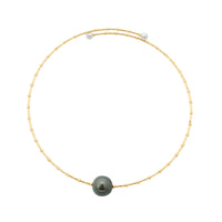 MONISHA MELWANI GOLD GREY FRESHWATER PEARL BALL CHOKER NECKLACE