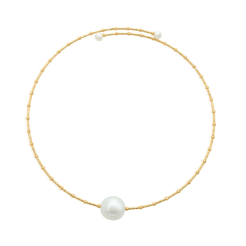 MONISHA MELWANI GOLD MOTHER OF PEARL BALL CHOKER NECKLACE