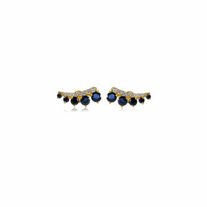 DIAMOND & BLUE SAPPHIRE GRADUATED CLIMBER EARRING