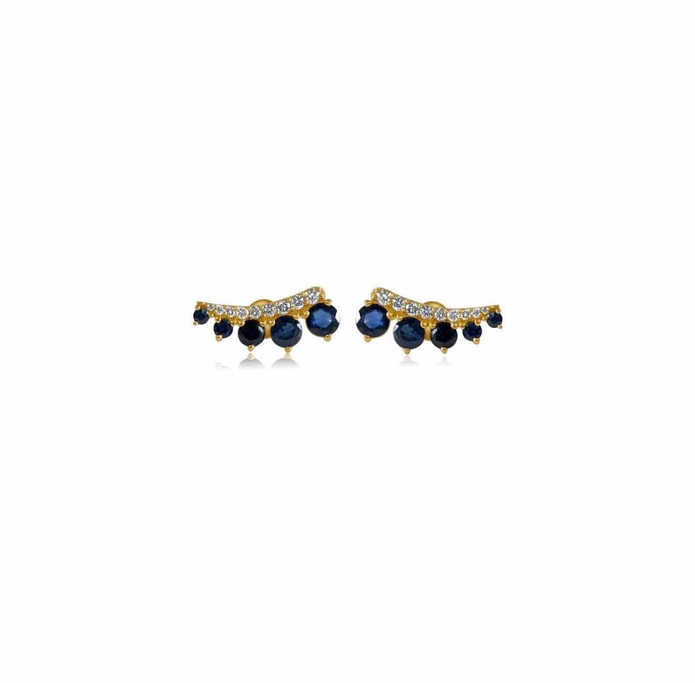 DIAMOND & BLUE SAPPHIRE GRADUATED CLIMBER EARRING