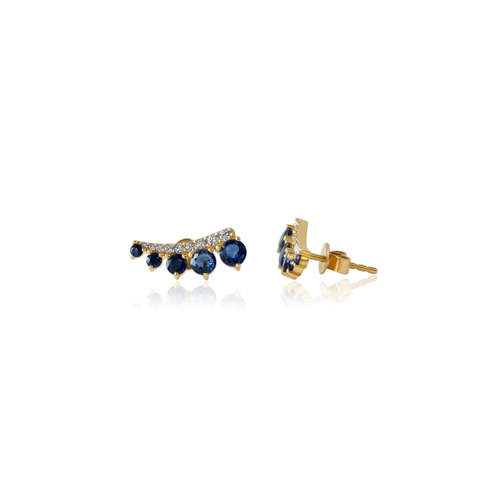 DIAMOND & BLUE SAPPHIRE GRADUATED CLIMBER EARRING