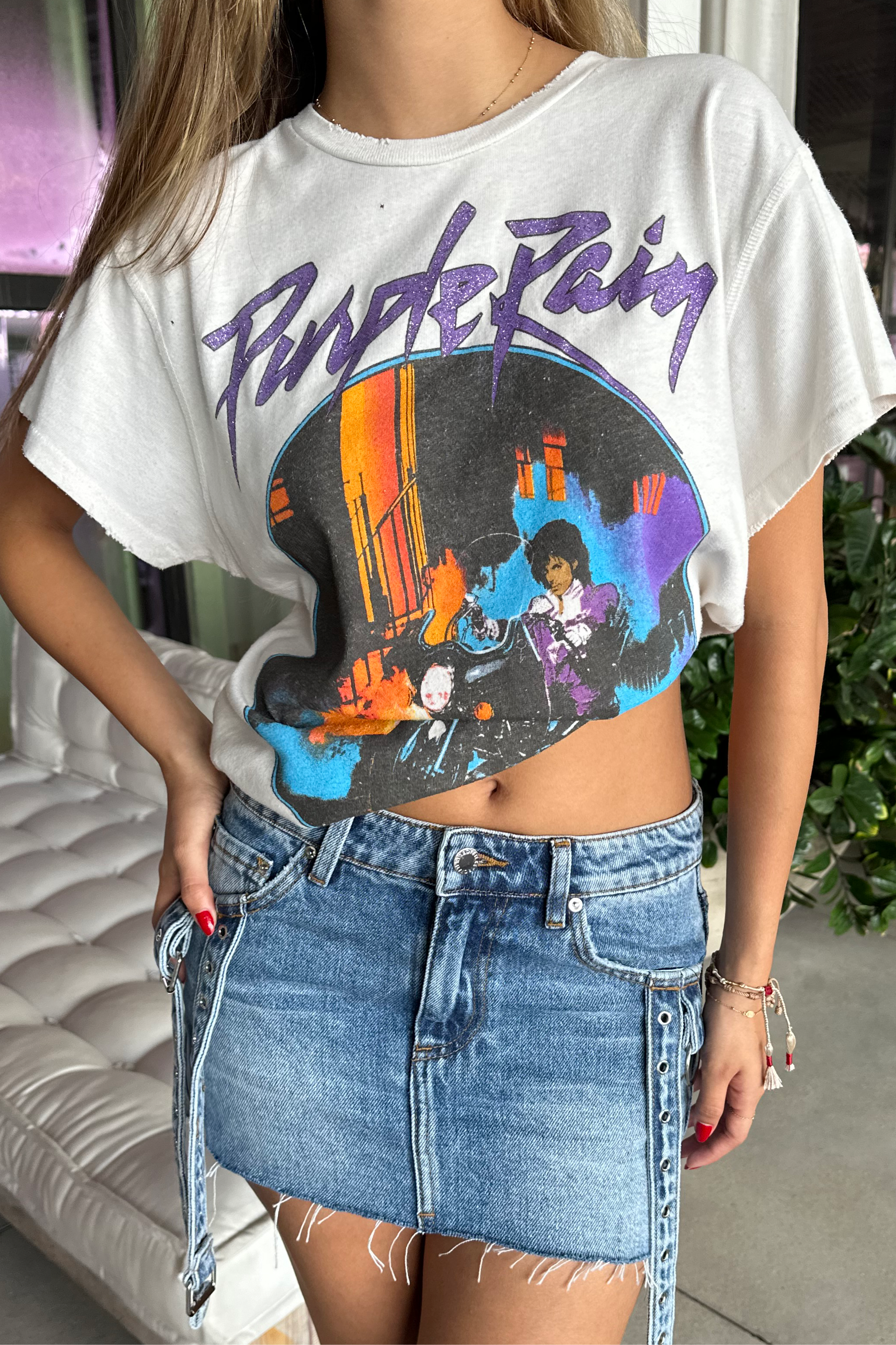 MADEWORN PURPLE RAIN CONCERT TEE IN VINTAGE WHITE