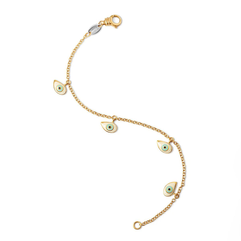 AARON BASHA 18K YELLOW GOLD WHITE FLOATING EYE BRACELET