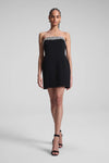 A.L.C. ELSIE STRAPLESS EMBELLISHED DRESS IN BLACK/ CRYSTAL