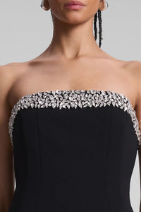 A.L.C. ELSIE STRAPLESS EMBELLISHED DRESS IN BLACK/ CRYSTAL