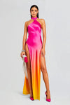 RETROFETE JAGGER SILK DRESS IN PINK LIME OMBRE