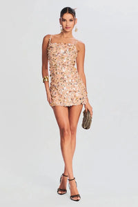 RETROFETE ZHURI DRESS IN GOLD SEASHELL
