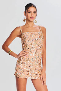RETROFETE ZHURI DRESS IN GOLD SEASHELL
