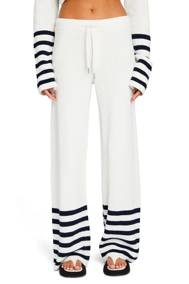 SER.O.YA POE PANT IN WHITE/ NAVY-BOTTOM-SEROYA-Big Drop NYC