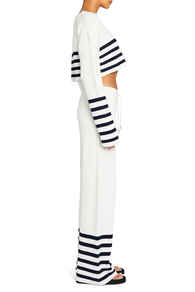SER.O.YA POE PANT IN WHITE/ NAVY-BOTTOM-SEROYA-Big Drop NYC