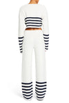 SER.O.YA SHARLIE SWEATER IN WHITE/ NAVY-TOP-SEROYA-Big Drop NYC