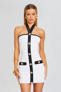 RETROFETE HARPER DRESS IN WHITE/BLACK