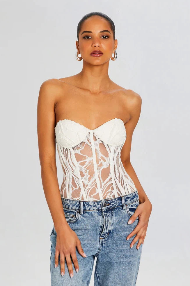 RETROFETE SOLENE TOP IN WHITE-TOPS-RETROFETE-Big Drop NYC