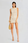 RETROFETE BREGAN CROCHET DRESS IN METALLIC IVORY GOLD-DRESS-RETROFETE-Big Drop NYC