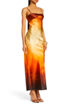 SER.O.YA KAYLA SILK DRESS IN SUNSET PALM