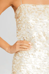 RETROFETE ELEANORA SEQUIN DRESS IN BEIGE/ WHITE-DRESSES-RETROFETE-Big Drop NYC