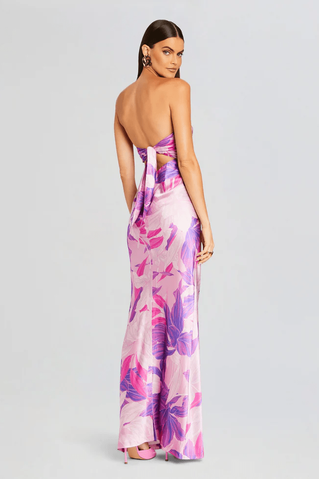 RETROFETE SKYE SILK DRESS IN LAVENDER BOTANICAL-DRESSES-RETROFETE-Big Drop NYC