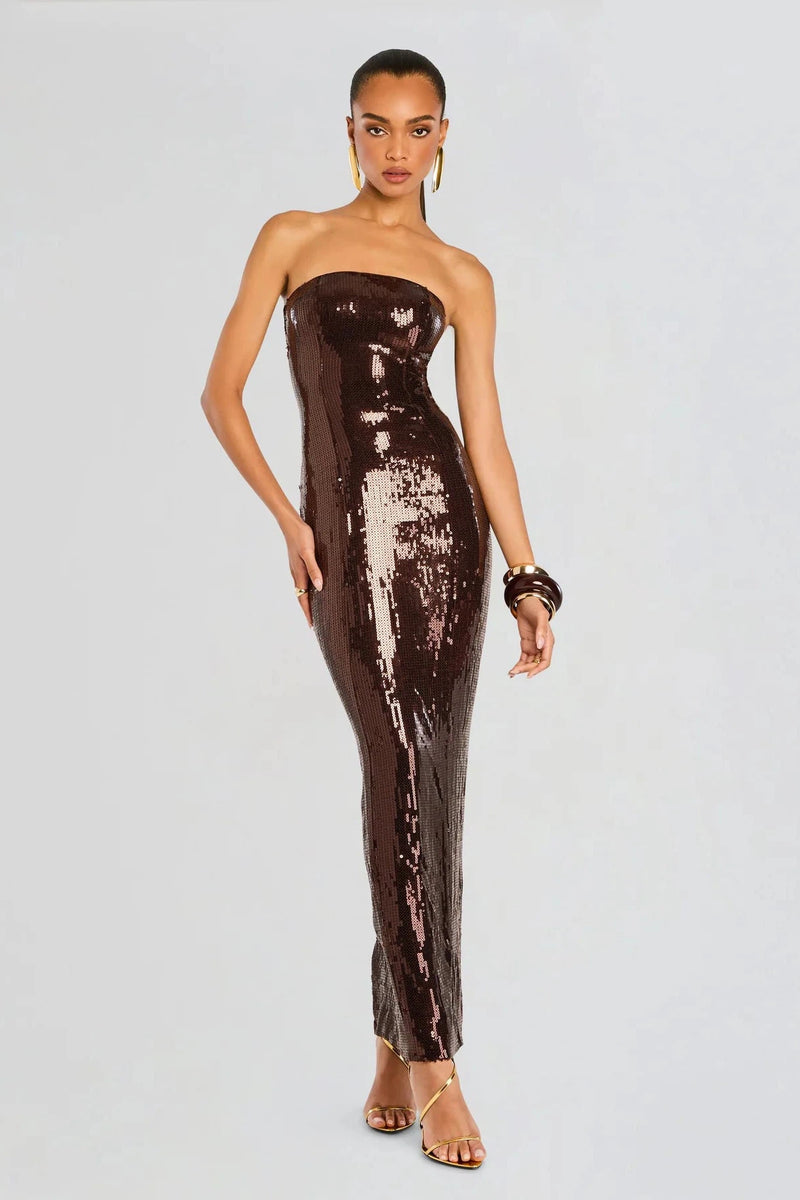 RETROFETE EMBER DRESS IN DARK CHOCOLATE