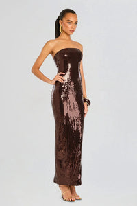 RETROFETE EMBER DRESS IN DARK CHOCOLATE